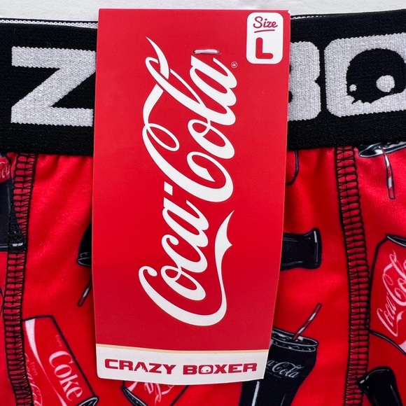 CRAZY BOXER, COCA COLA BOXER BRIEFS, COKE PICTURES BOTTLES, CUPS & GLASSES LARGE - Picture 4 of 12
